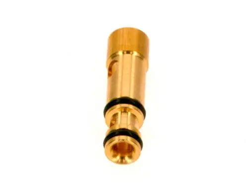 Bosch Venturi, ein zylindrisches Bauteil aus Messing, mit zwei schwarzen O-Ringen in der Mitte und einer Öffnung an der Seite.